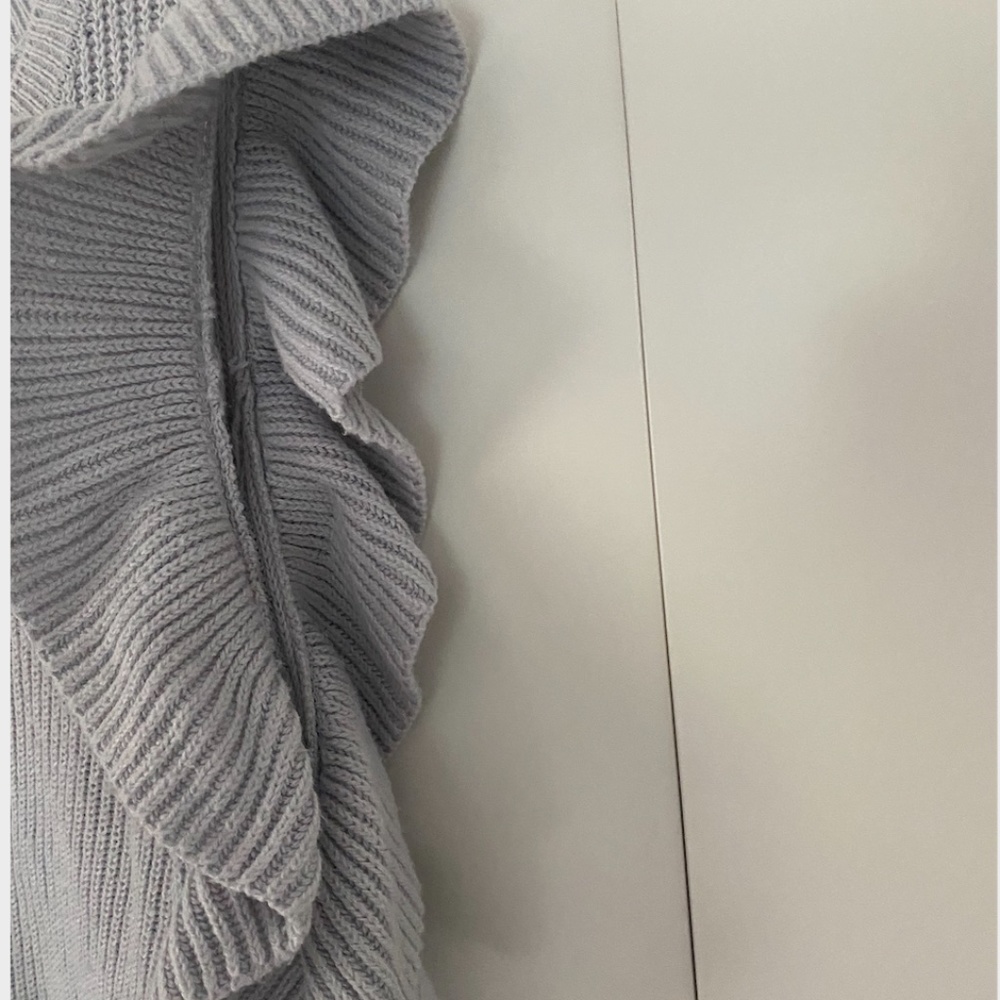 BP Grey Ruffle Cold Shoulder Sweater - Picture 3 of 4
